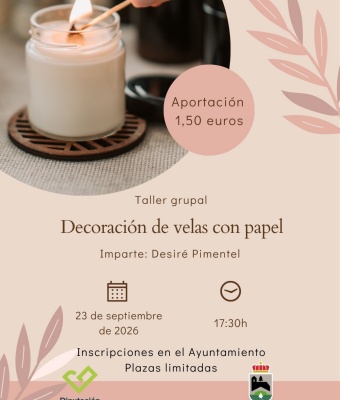 🕯️ Taller grupal: Decoración de velas con papel 🕯️