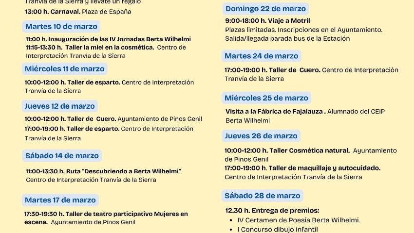 cartel programación marzo 2026