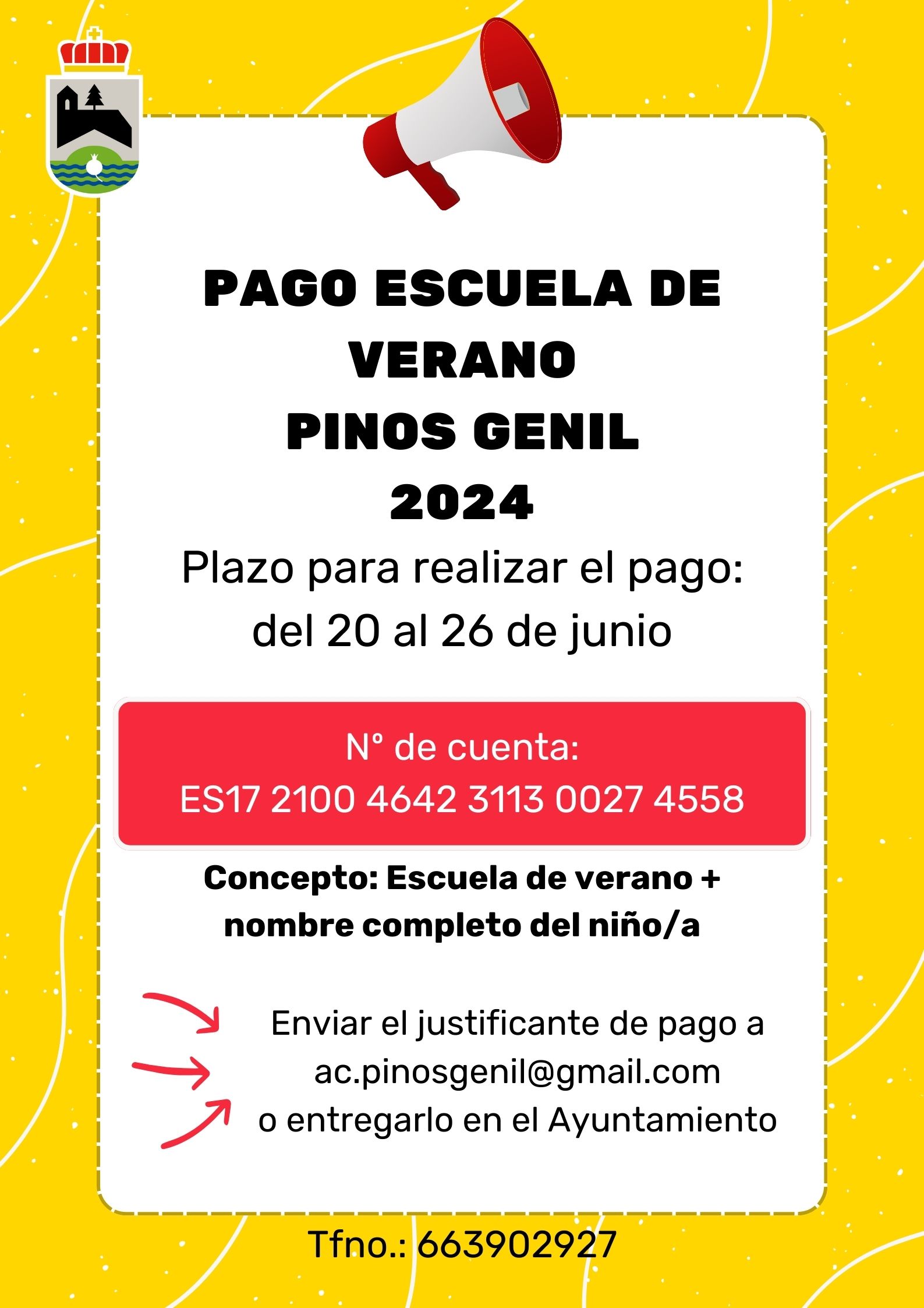 Cartel pago escuela verano