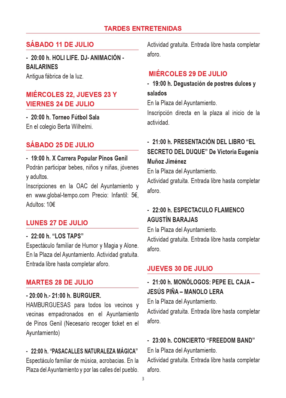 FIESTAS PINOS 2026 Tardes Entretenidas