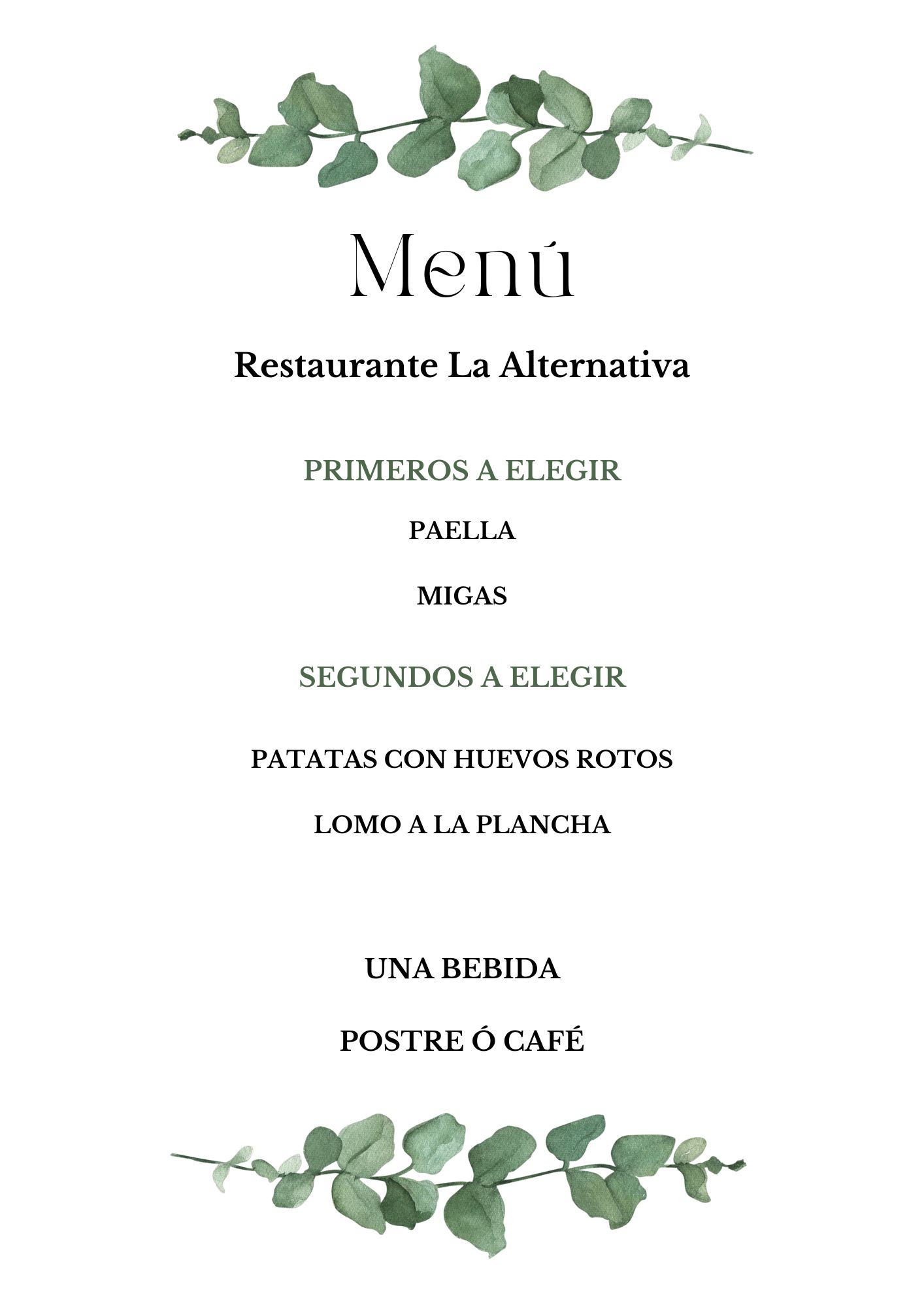 Menu Castillo de Láchar