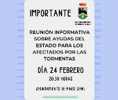 Reunión informativa sobre ayudas del Estado para los afectados por las tormentas.