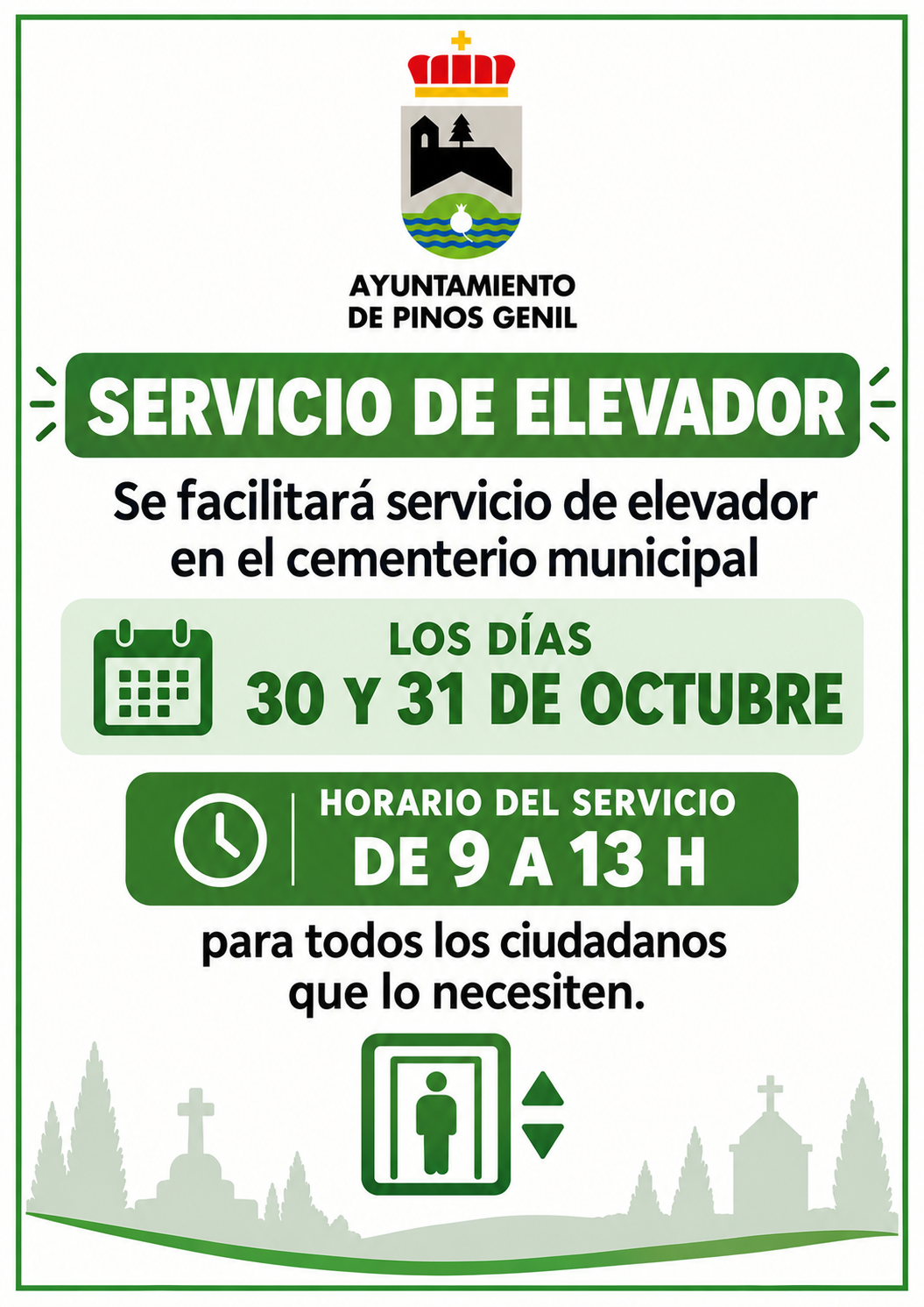 Servicio de elevador en el cementerio municipal Servicio de elevador en el cementerio municipal