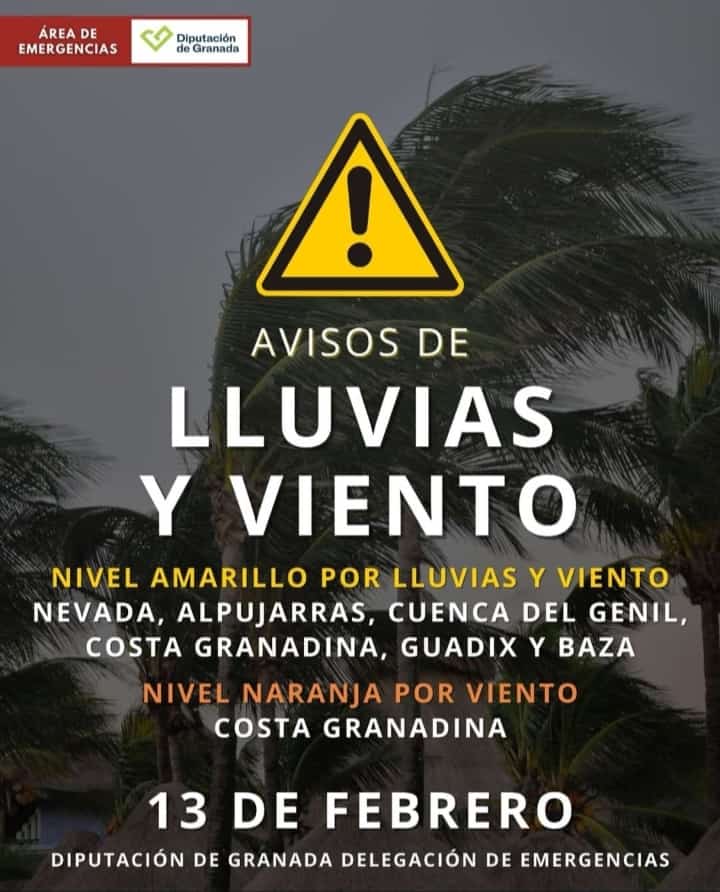 Aviso nivel amarillo por lluvias y viento en Cuenca del Genil
