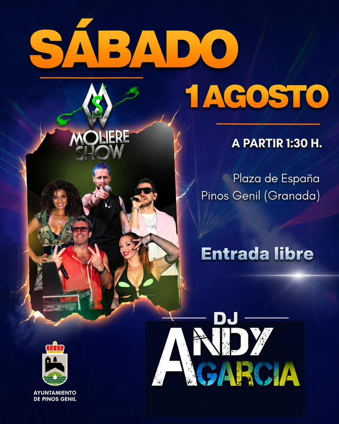 Noche de música con la actuación de Moliere Show y la sesión de DJ Andy García.